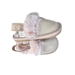 BEARPAW Pink Suede Slippers Size 2 Girl 6-12‎ Month Baby Clothing